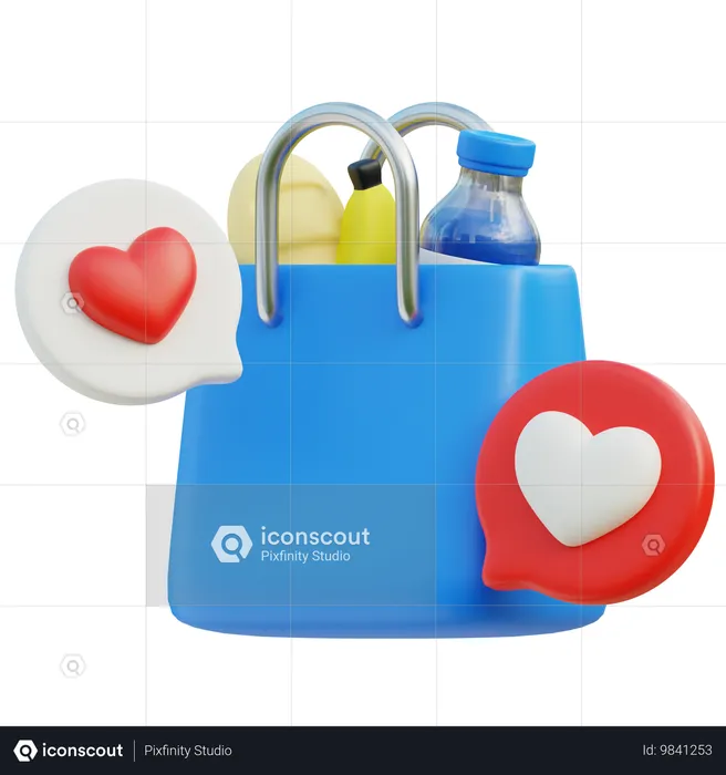 Sacola de compras com amor  3D Icon