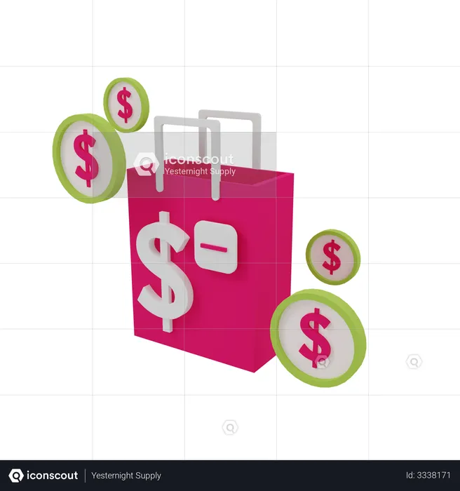 Sacola de compras com desconto  3D Illustration