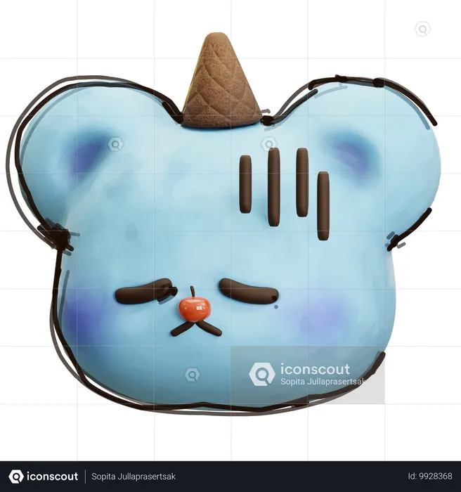 Sad Bear Emoji 3D Icon