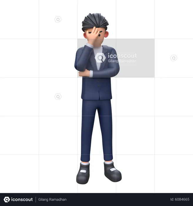 Sad Businessman in frustrated pose  3D Illustration