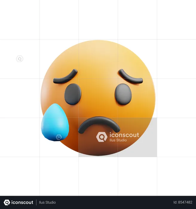 Sad But Relieved Face  3D Icon