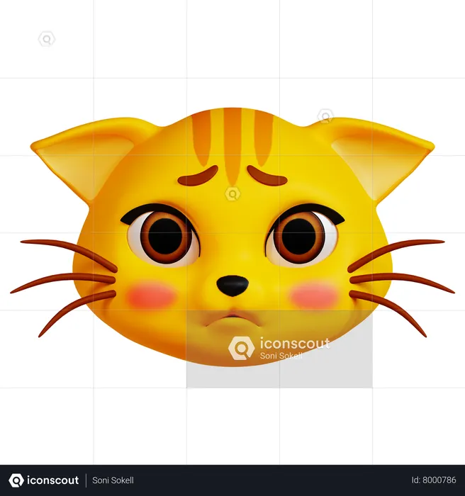 Sad Cat Emoji 3D Icon