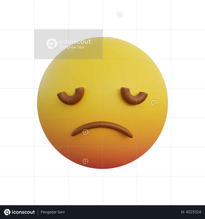 Sad face and closed eyes emoticon Emoji 3D Illustration
