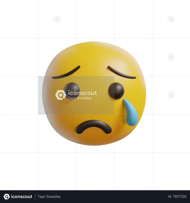 Sad Face And Tears Emoji 3D Icon