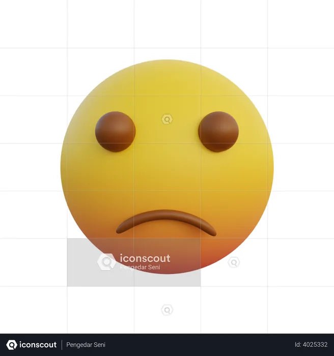 Sad face emoticon Emoji 3D Illustration