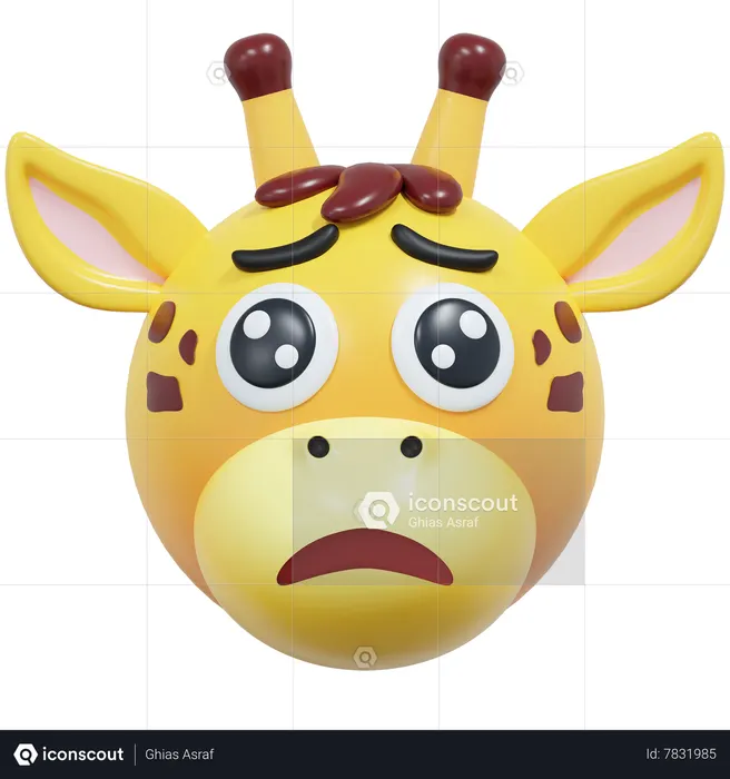 Sad Face Giraffe Emoji 3D Icon