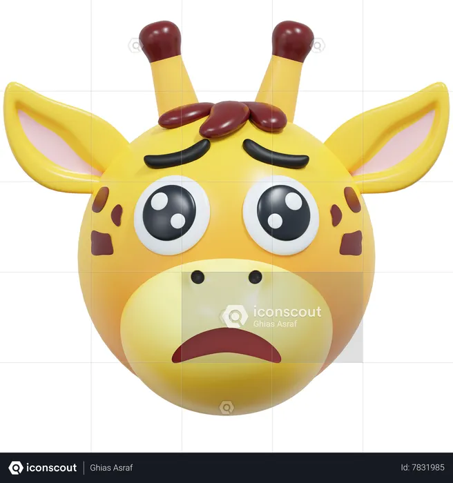 Sad Face Giraffe Emoji 3D Icon