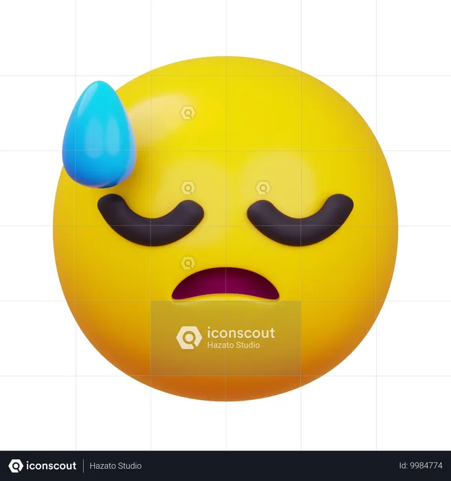 Sad face with cold sweat Emoji 3D Icon