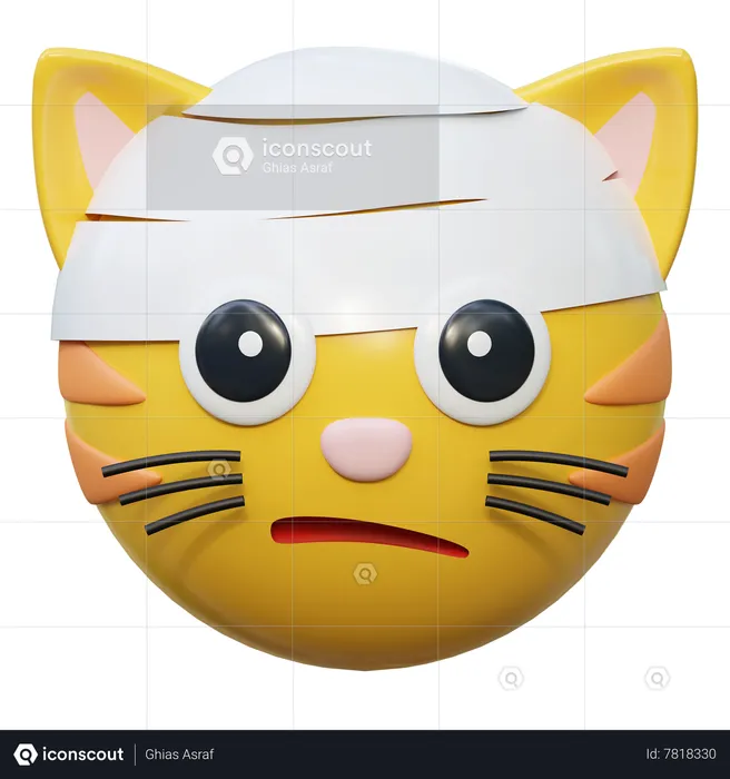 Sad Face With Head Bandage Emoji 3D Icon