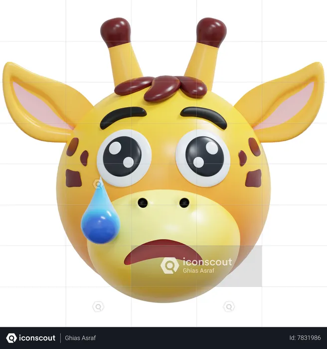 Sad Giraffe Emoji 3D Icon