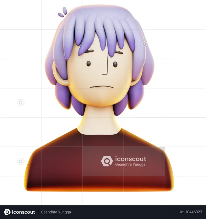 悲しい女の子  3D Icon