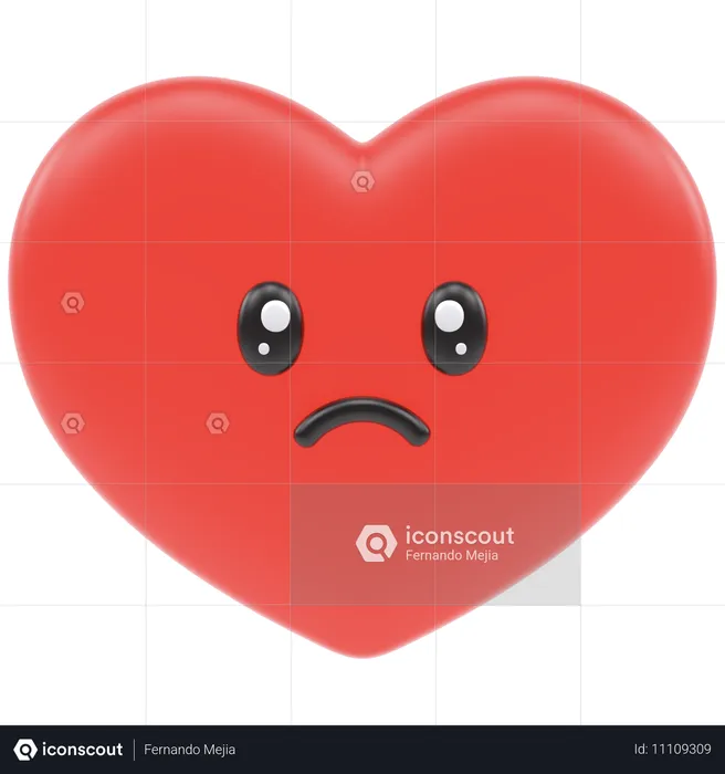 Sad Heart Emoji 3D Icon