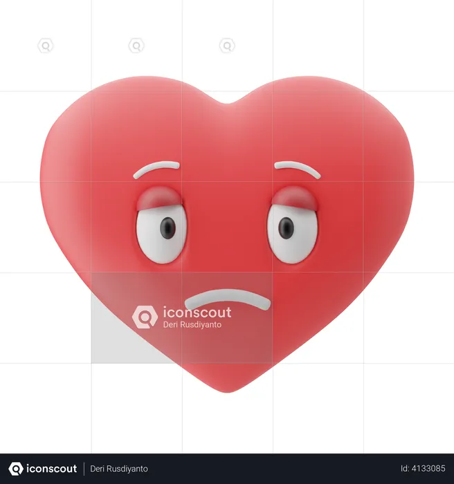Sad Heart Emoji 3D Illustration
