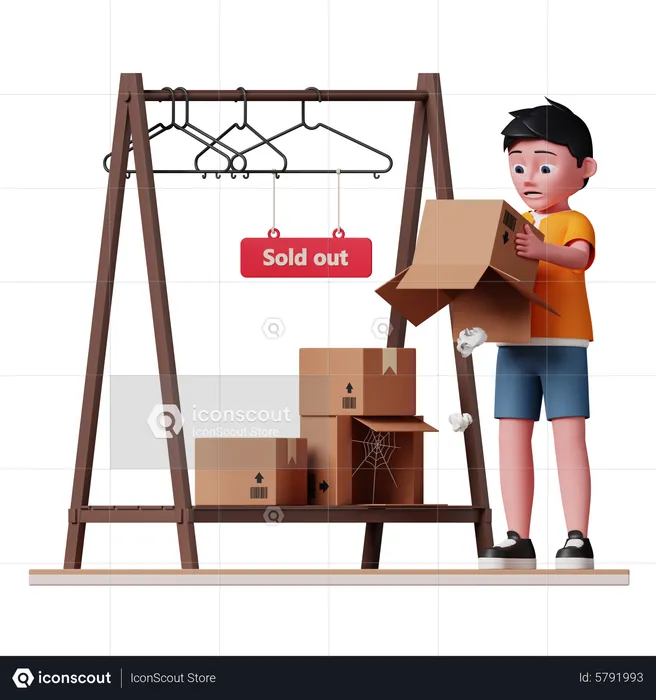 Sad man because of product sold out  3D Illustration