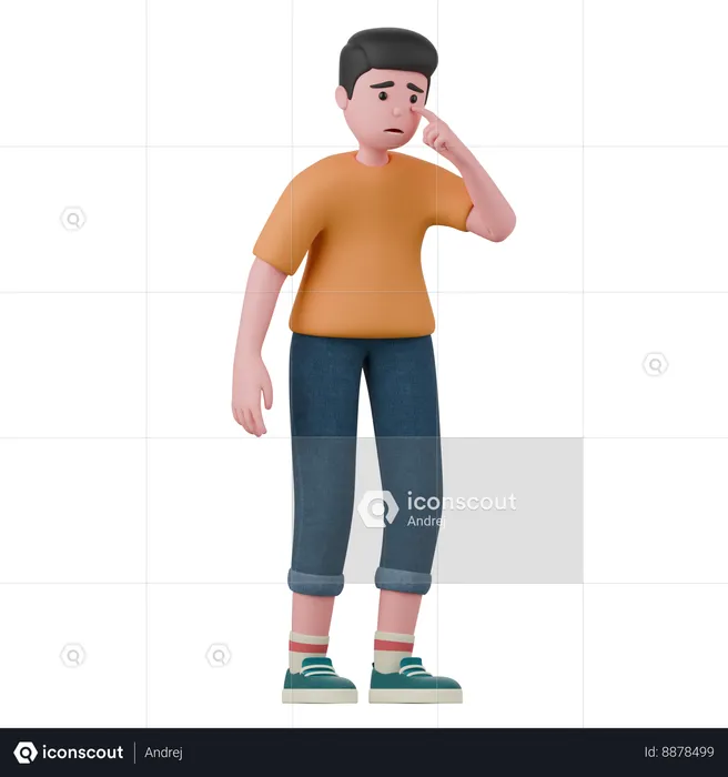 Sad Man Is Standing  3D Illustration