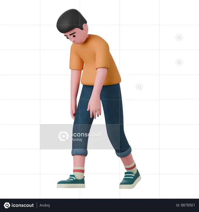 Sad Man Is Walking  3D Illustration