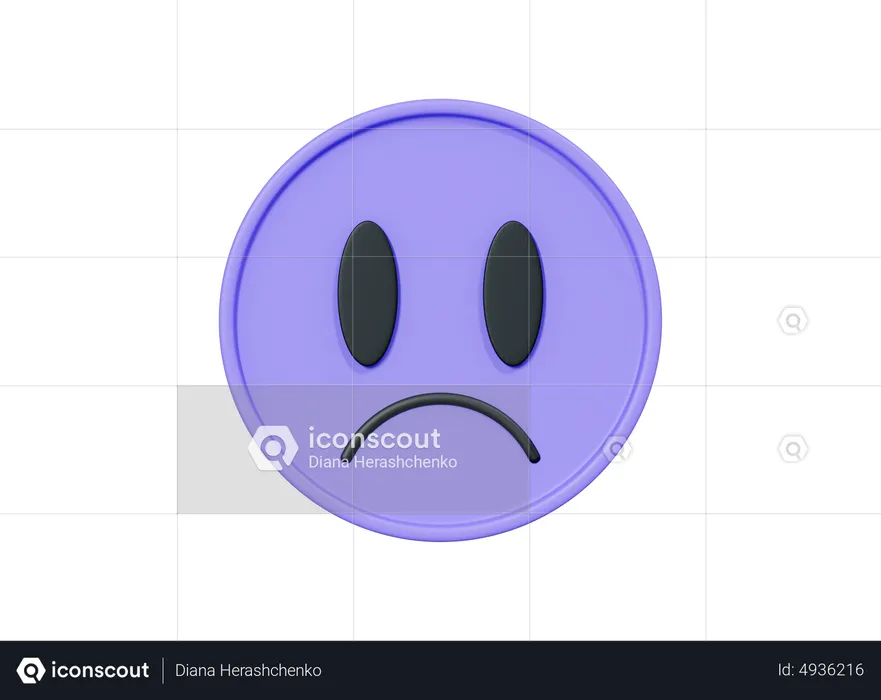 Sad Purple Smile Face Emoji 3D Icon