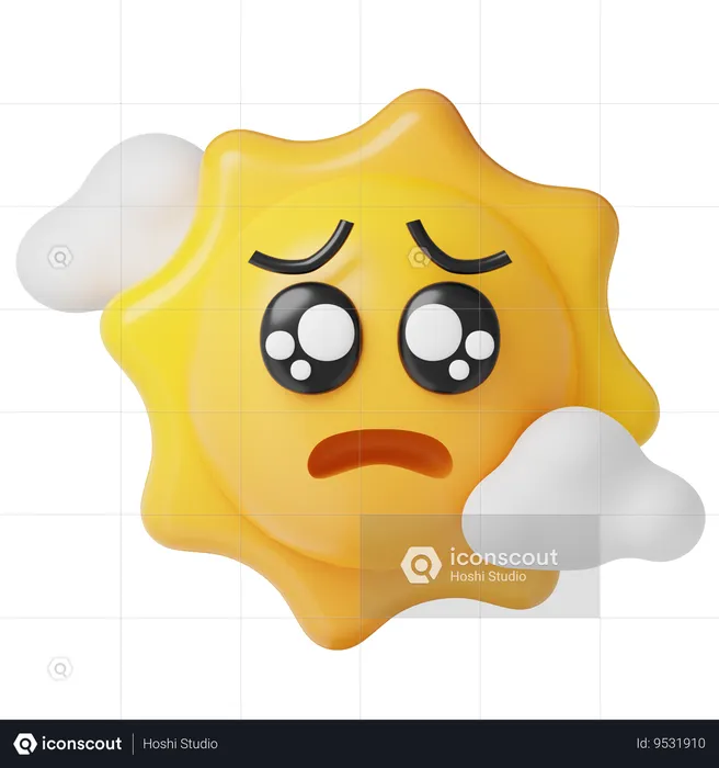 Sad Sun Emoji 3D Icon