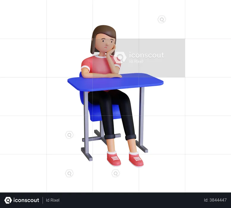 Sad woman thinking something  3D Illustration