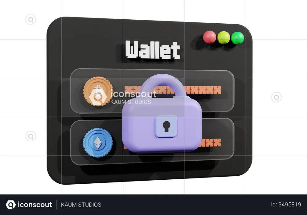 Safe Crypto Wallet  3D Illustration