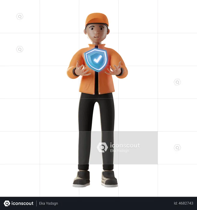 Safe Delivery Person  3D Illustration