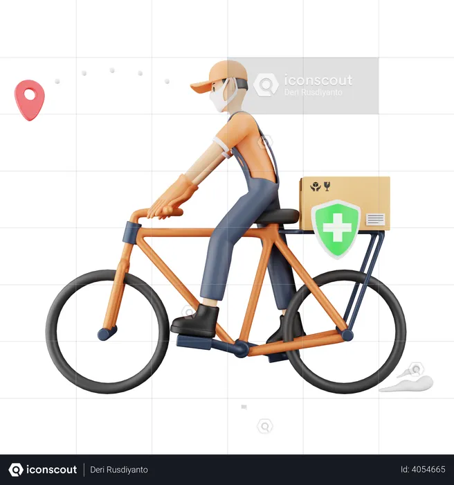 Safe package delivery during covid  3D Illustration