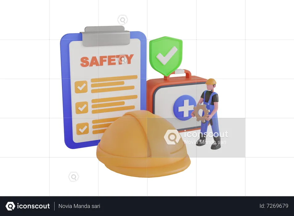 Safety checklist before work  3D Illustration