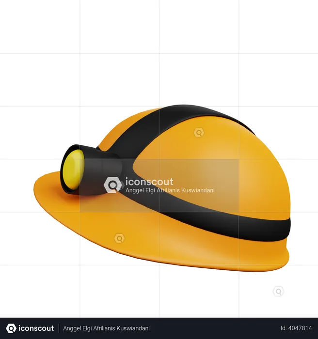Safety helmet with flashlight  3D Illustration