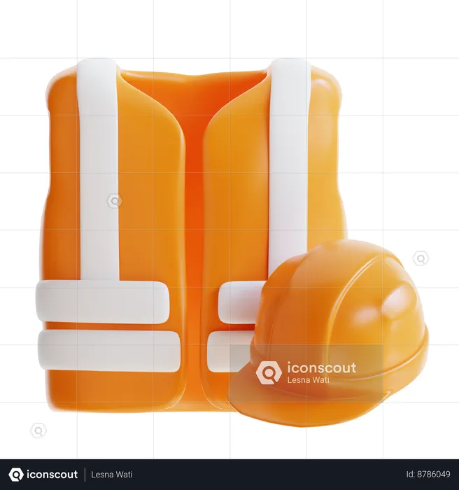 Safety Vest And Helmet  3D Icon