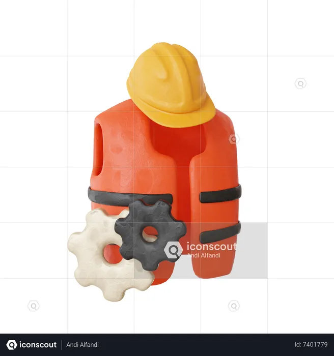 Safety Vest And Helmet  3D Icon