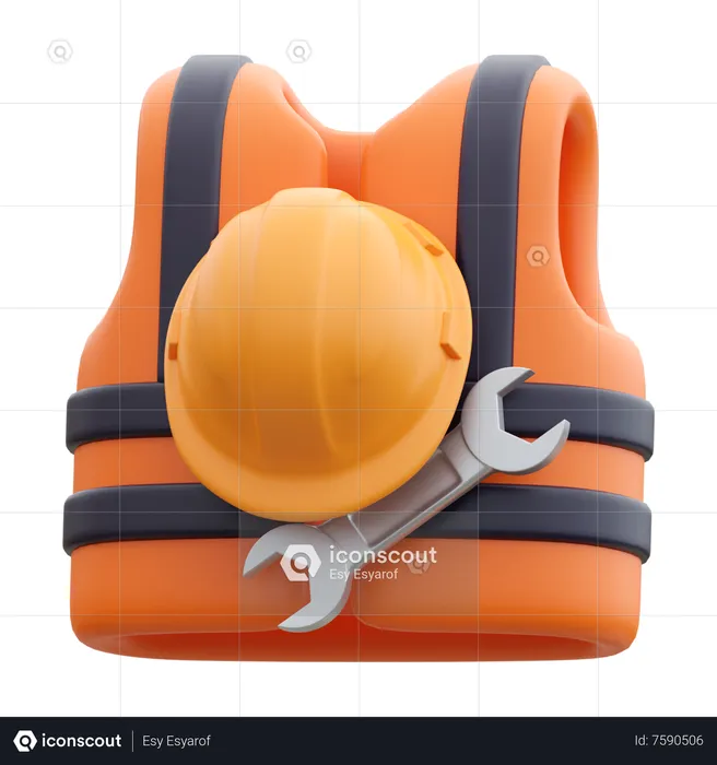 Safety Vest And Helmet  3D Icon