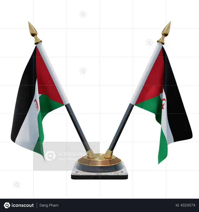 Sahrawi Arab Democratic Republic Double Desk Flag Stand Flag 3D Illustration