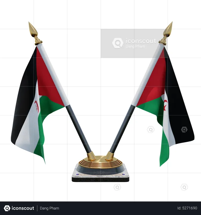 Sahrawi Arab Democratic Republic Double (V) Desk Flag Stand Flag 3D Icon