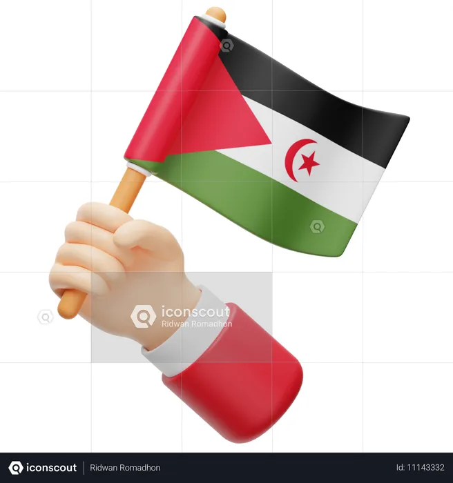 Sahrawi arab democratic republic flag in hand Flag 3D Icon