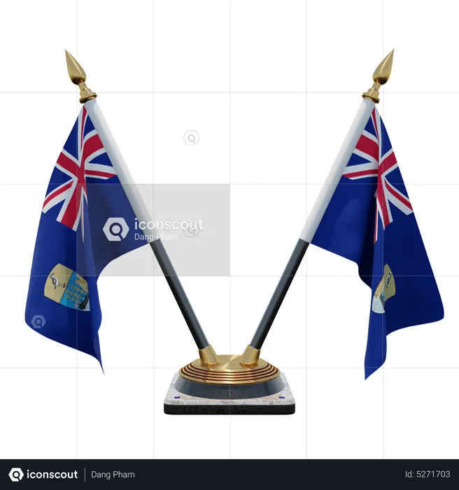 Saint Helena Double (V) Desk Flag Stand Flag 3D Icon