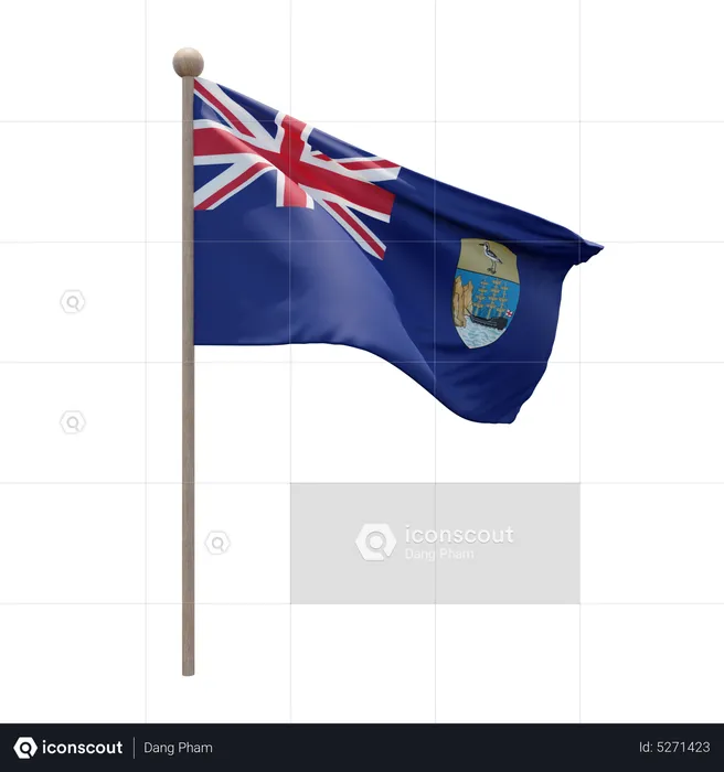 Saint Helena Flagpole Flag 3D Icon