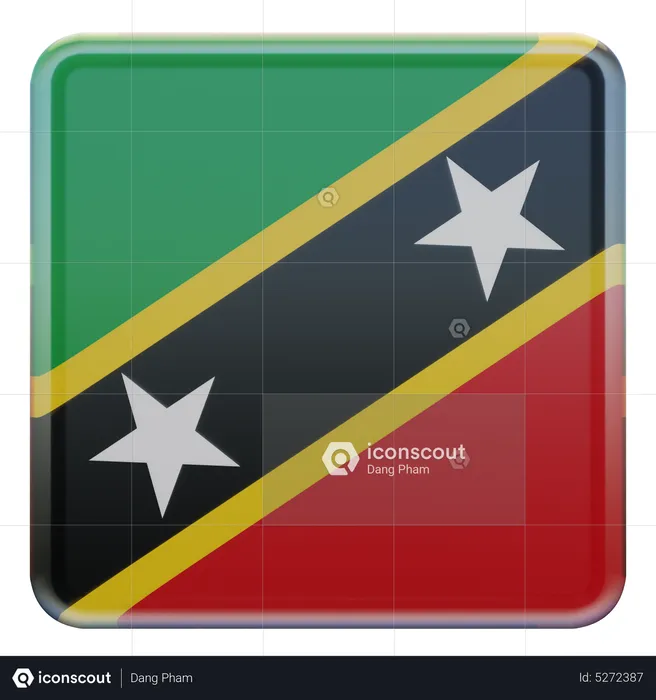 Saint Kitts and Nevis Square Flag Flag 3D Icon