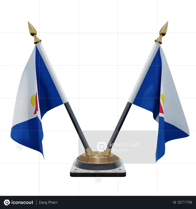 Saint Martin Double (V) Desk Flag Stand Flag 3D Icon