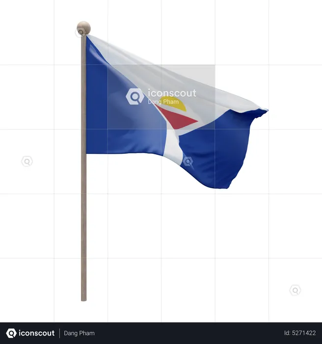 Mât de drapeau saint martin Flag 3D Icon