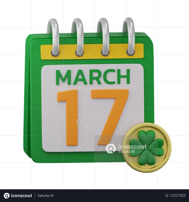 Saint Patrick Day Calender  3D Icon