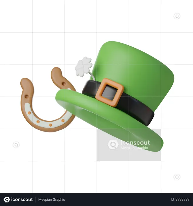 Saint Patrick Hat And Horseshoe  3D Icon