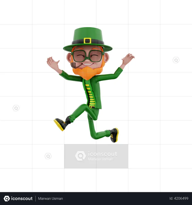 Saint Patrick jumping  3D Illustration