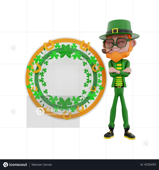 Saint Patrick standing with dish  3D Illustration