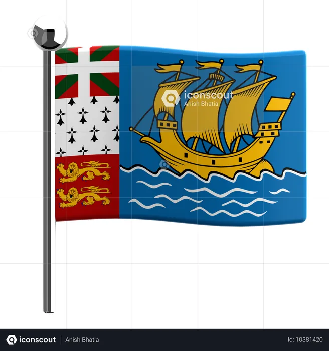 Saint pierre and miquelon Flag 3D Icon