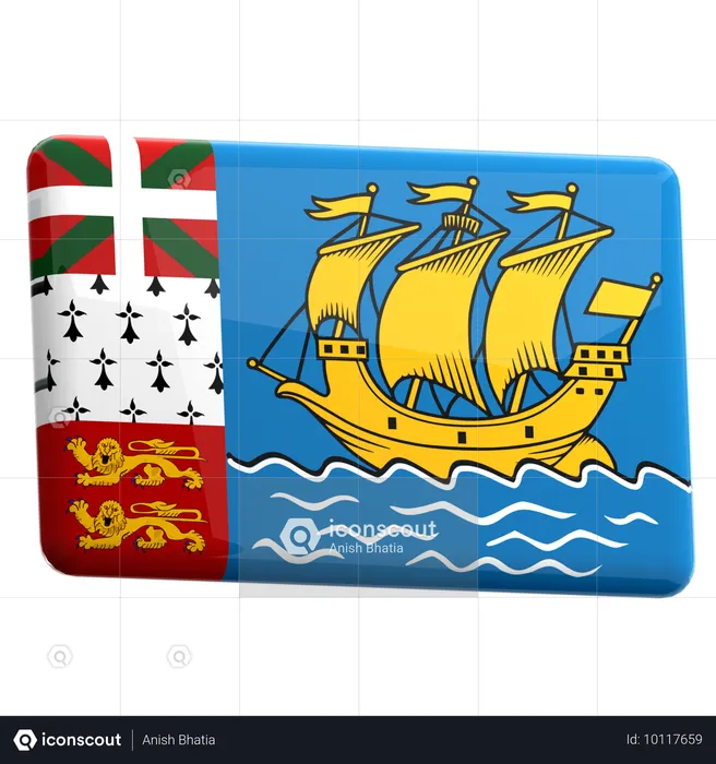 Saint pierre and miquelon Flag 3D Icon