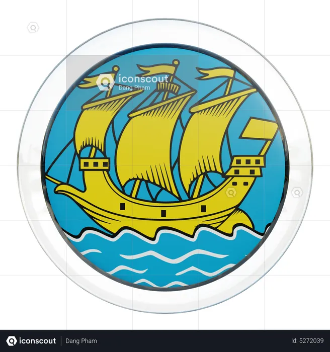 Saint Pierre and Miquelon Round Flag Flag 3D Icon