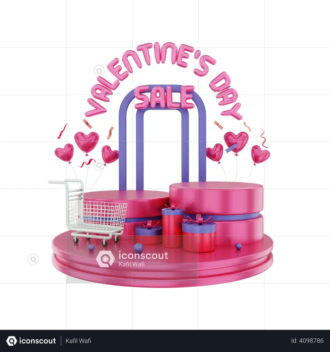 Vente d'achats en ligne pour la saint valentin  3D Illustration