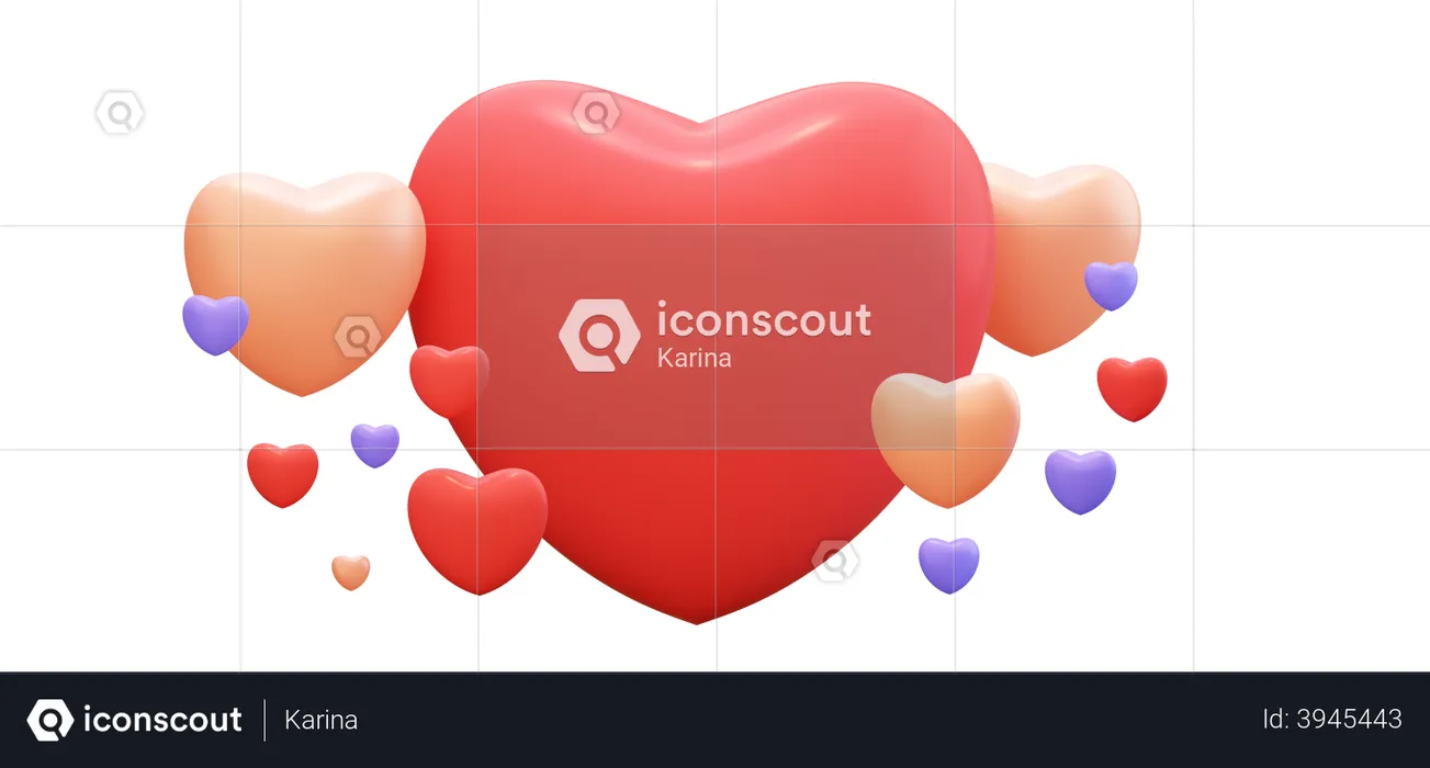 Coeurs de Saint Valentin  3D Illustration