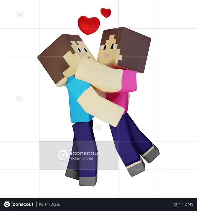 Couple de Saint-Valentin s'embrassant  3D Illustration