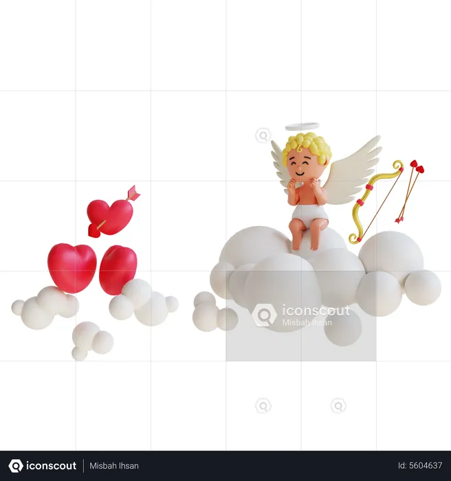 Saint Valentin Cupidon  3D Illustration